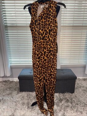 Leopard Print Sleeveless Jumpsuit - Animal Print Brown